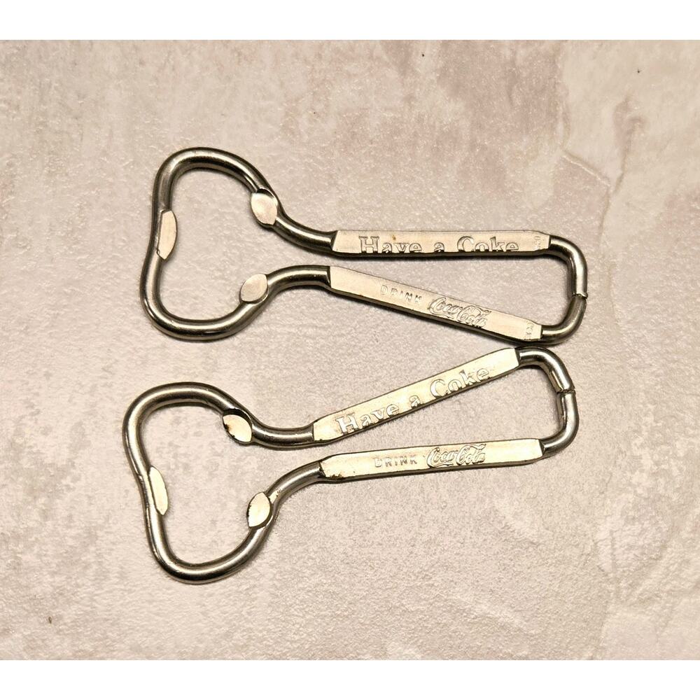 2 Vtg Coca Cola Metal Bottle Openers Pair HAVE A COKE Retro Bar Kitchenware